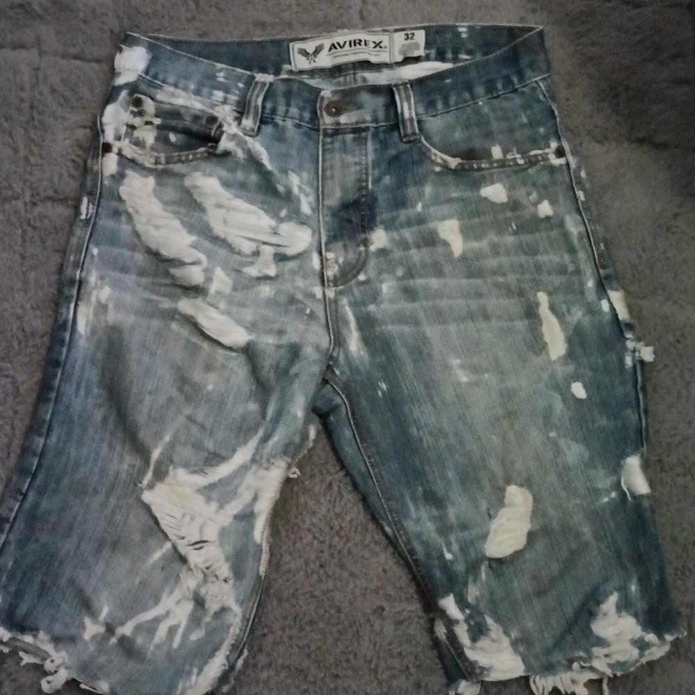 Avirex tattered jean shorts 32